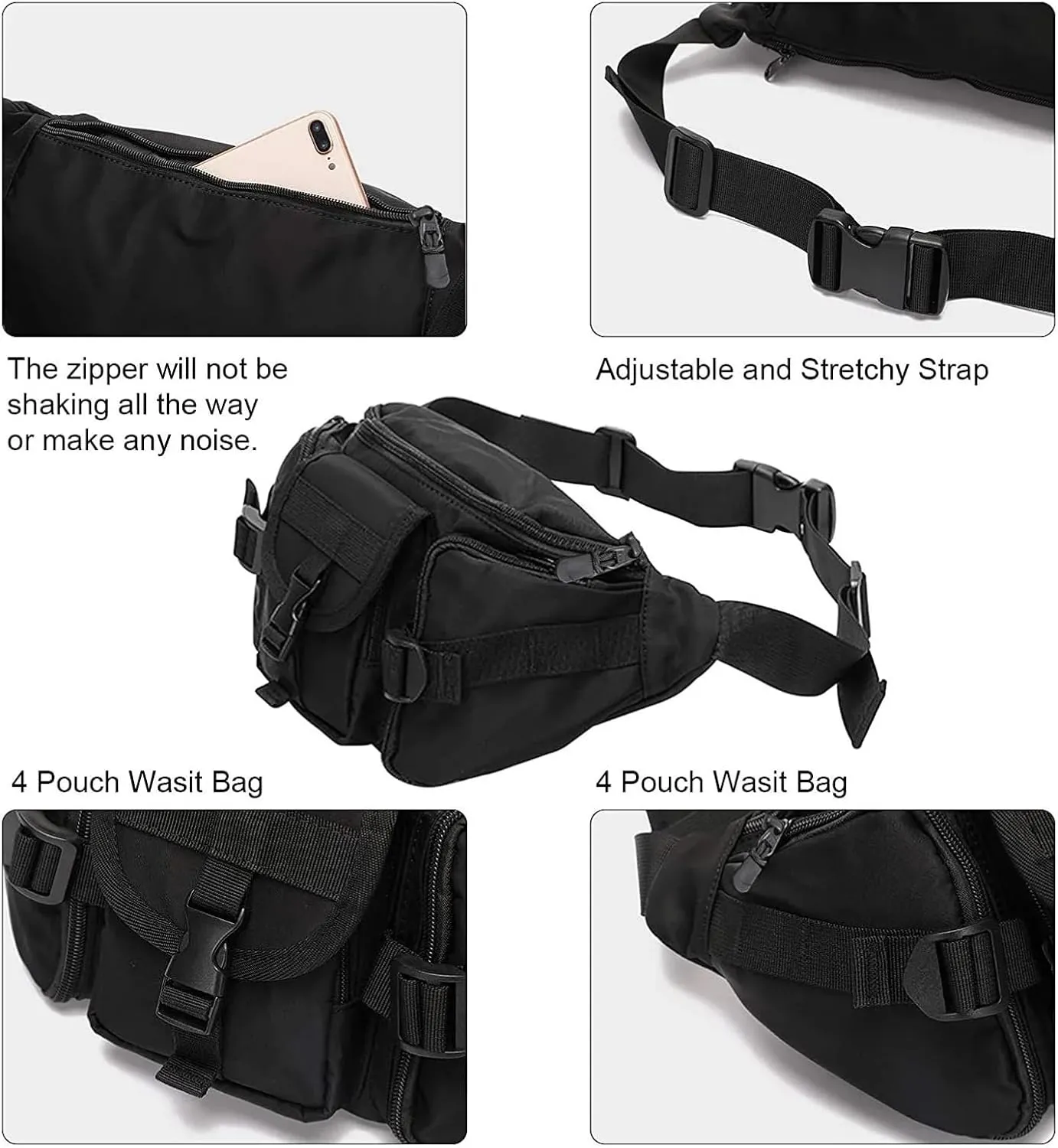 Men's and Women's Waterproof Camouflage Waist Bag for Outdoor Activities - Hunting, Hiking, Climbing, Fishing Nylon Belt Pack(Khaki)
