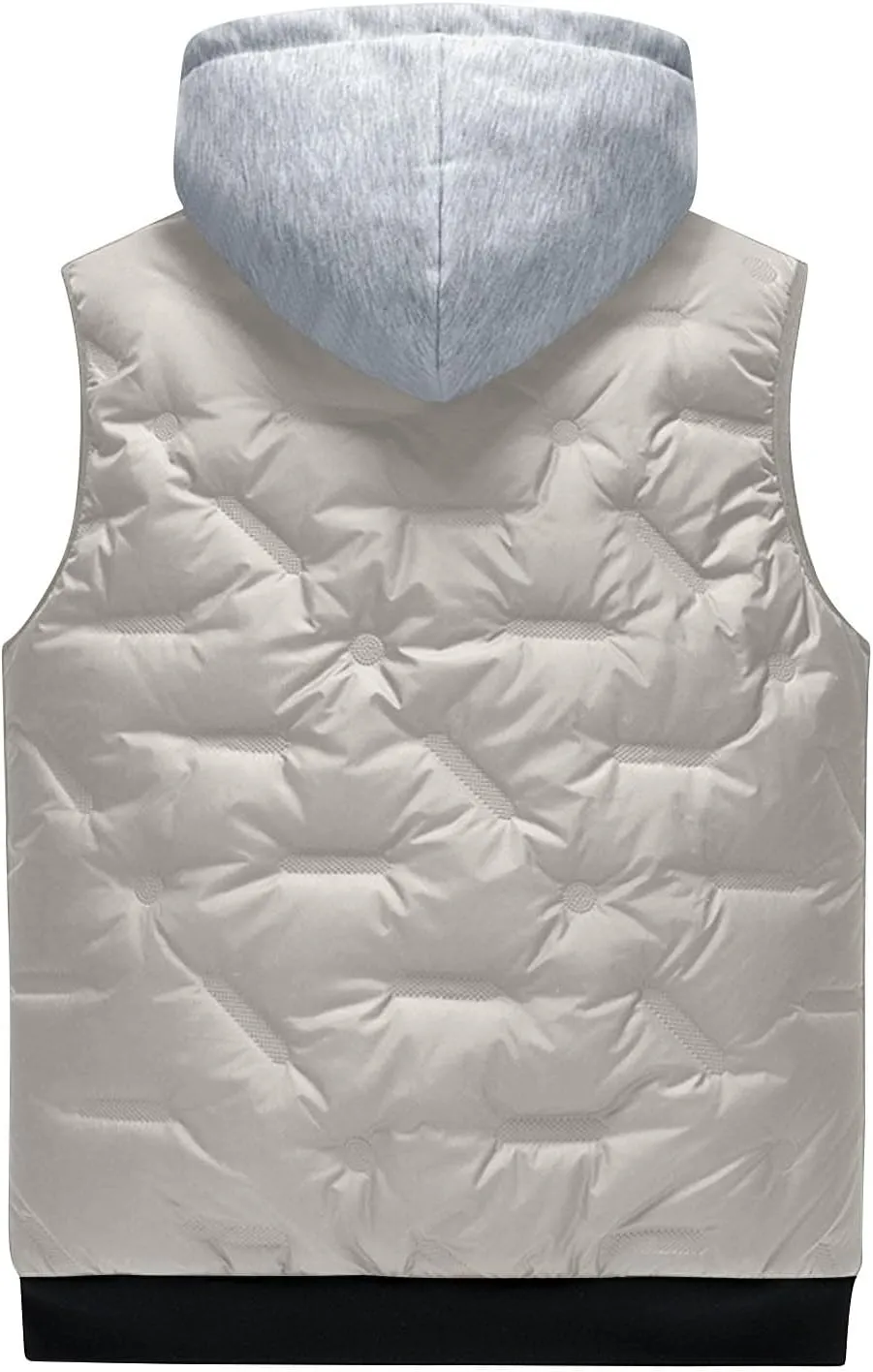 Men's Outdoor Casual Stand Collar Padded Vest Coat with Hood Sports Travel Waterproof Warm Winter Thicken Jacket