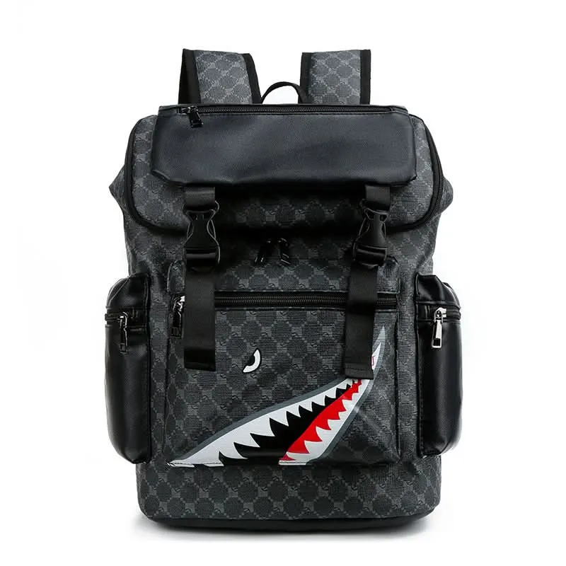 Men's Plaid Oxford Backpack – Shark Face Design
