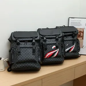 Men's Plaid Oxford Backpack – Shark Face Design