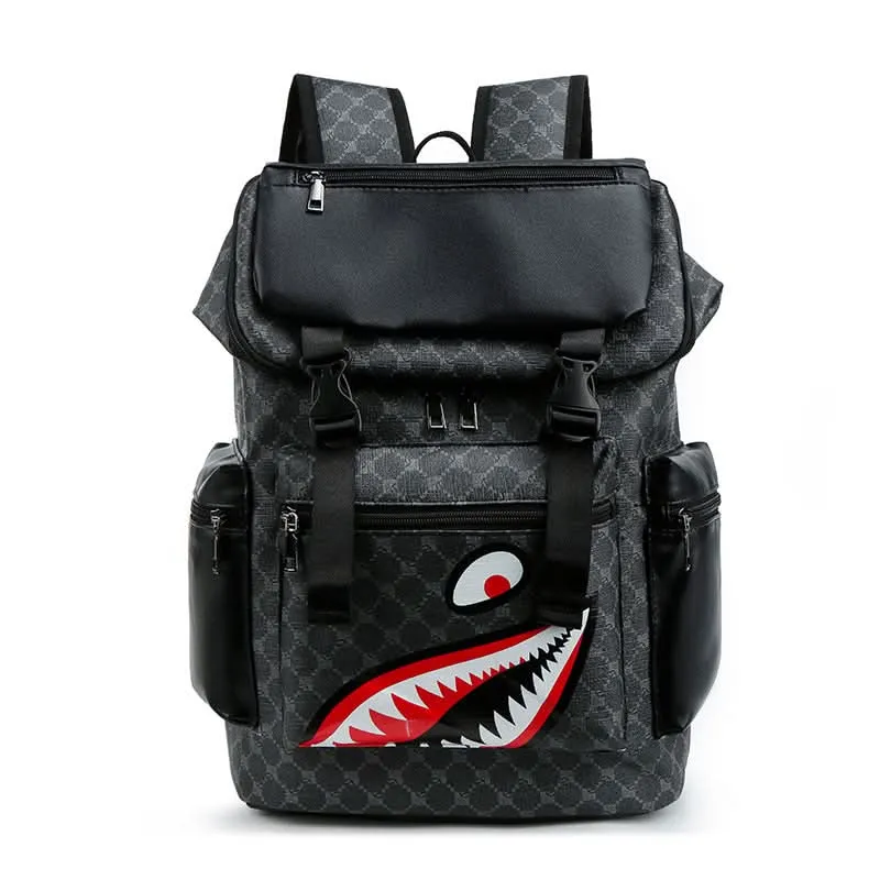 Men's Plaid Oxford Backpack – Shark Face Design