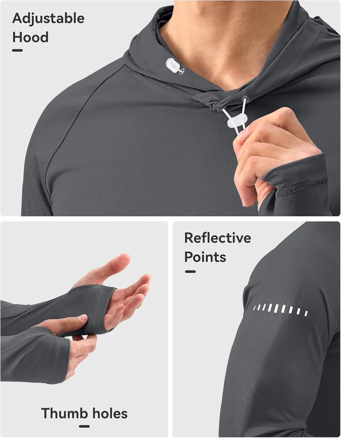 Men's Sun Protection Hoodie Shirt UPF 50  Long Sleeve Fishing Rash Guard UV SPF Summer Lightweight Hiking Shirt for Men