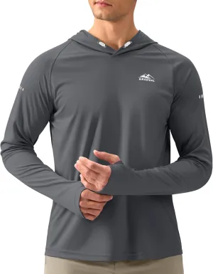 Men's Sun Protection Hoodie Shirt UPF 50  Long Sleeve Fishing Rash Guard UV SPF Summer Lightweight Hiking Shirt for Men