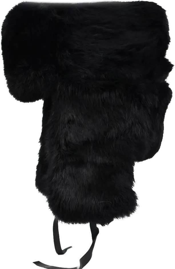 Mens Winter Real Rabbit Fur Aviator Hat Russian Ushanka Earflap Trapper Hats