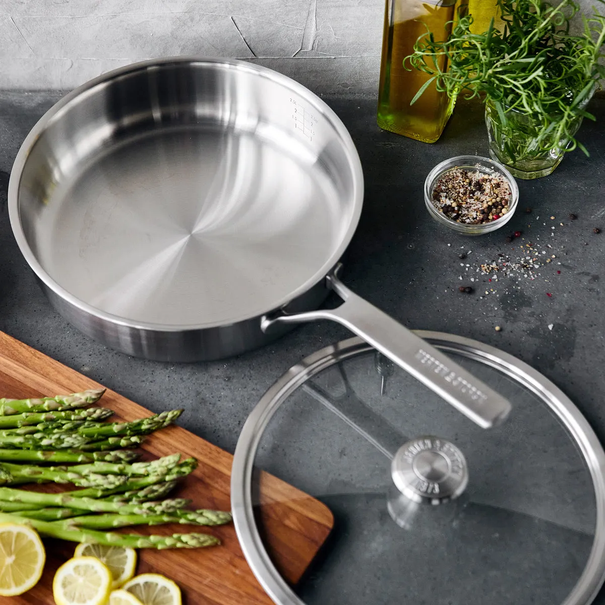 Merten & Stork - Stainless Steel Sauté Pan with Lid, 3.5 Quart