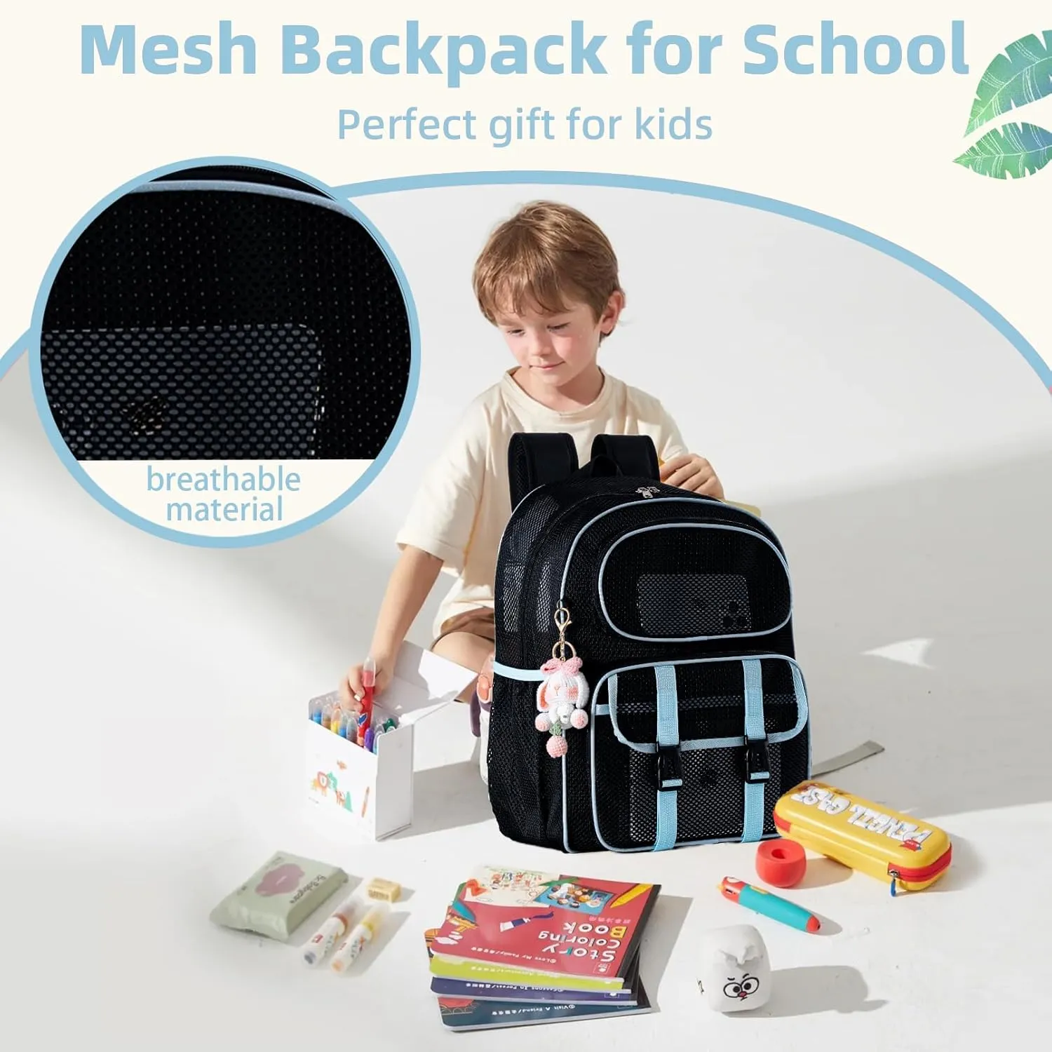 Mesh Backpack for School Heavy Duty, See Through Backpack for Women Men Student Diving Travel(3 sizes)