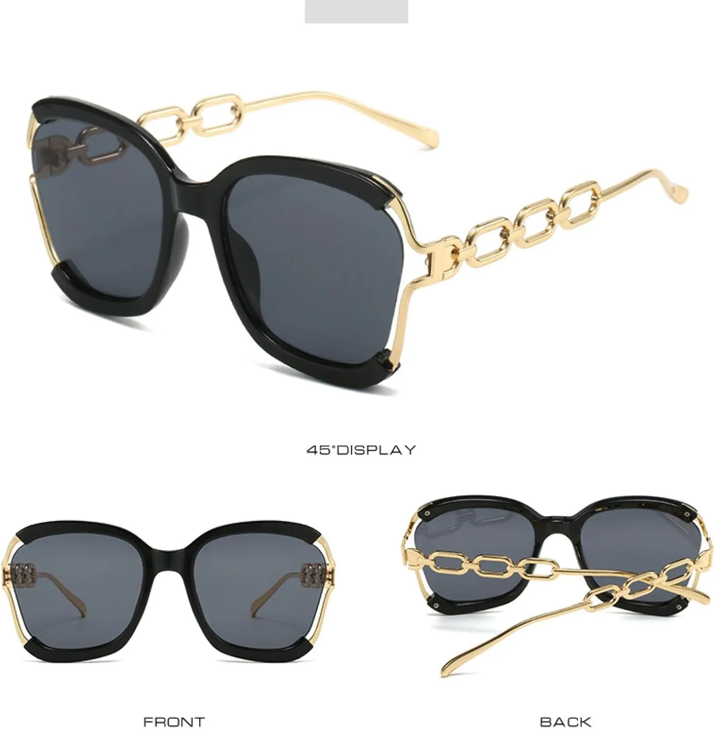 Metal Hollow-out Chain Leg Sunglasses Fashion Trend Street Catwalk Sunglasses