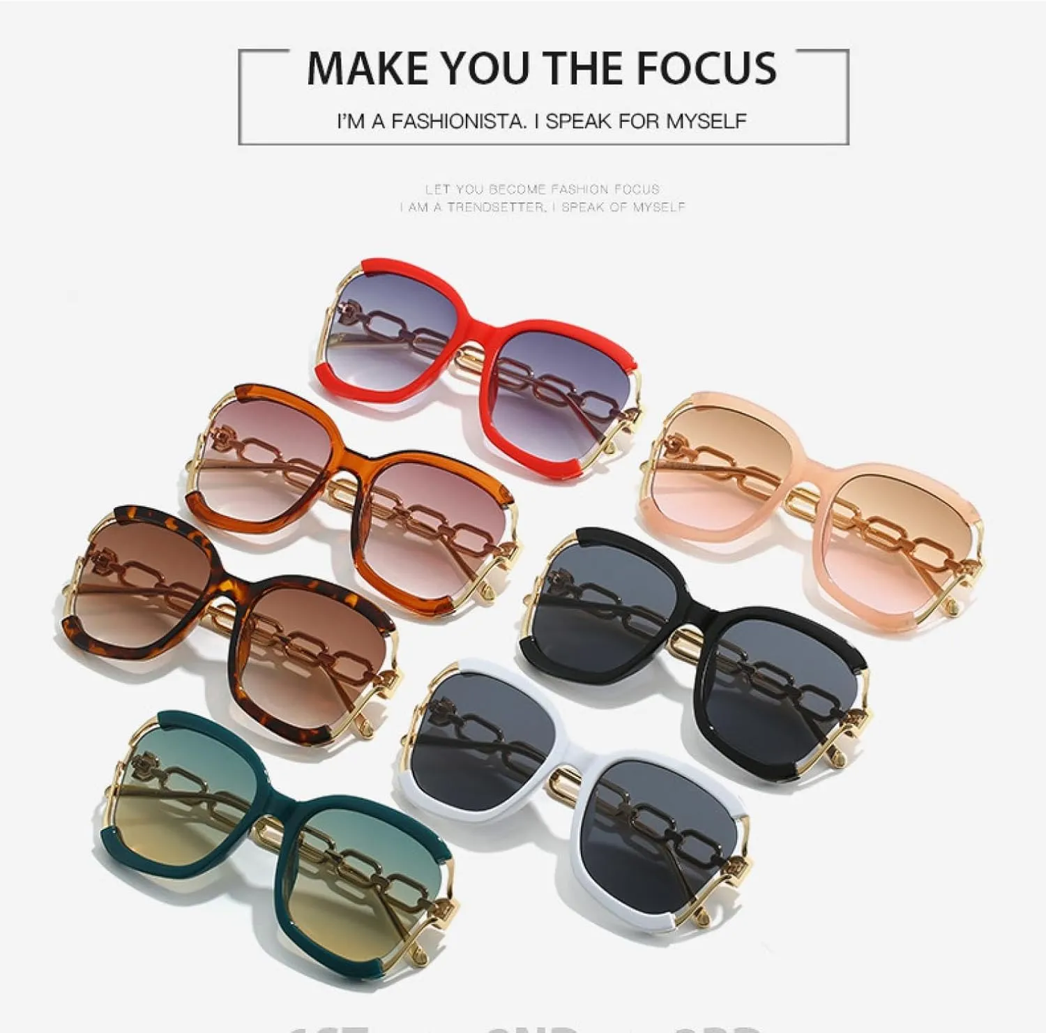 Metal Hollow-out Chain Leg Sunglasses Fashion Trend Street Catwalk Sunglasses