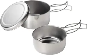 MH-1540 Cooker Set, Made in Japan, 3 Pieces, Stainless Steel, Camping, Cooking, Rice, Stackable, Compact Storage
