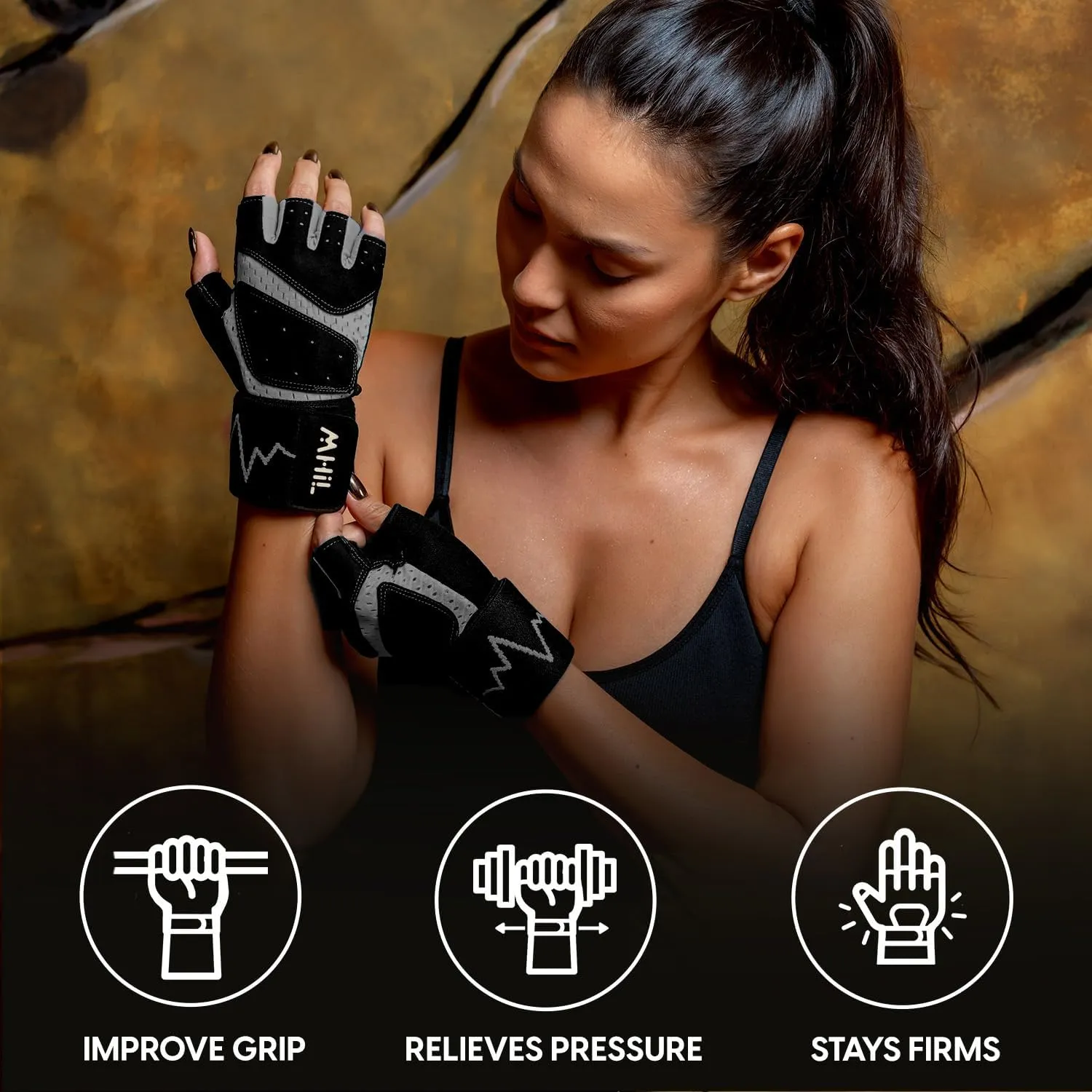 MhIL Workout Gloves for Women – Comfortable Gym Gloves for Women with Hand Protection and Enhanced Grip – Weight Lifting Glove for Womens with Wrist Wraps Support for Safety, Hygiene and Style
