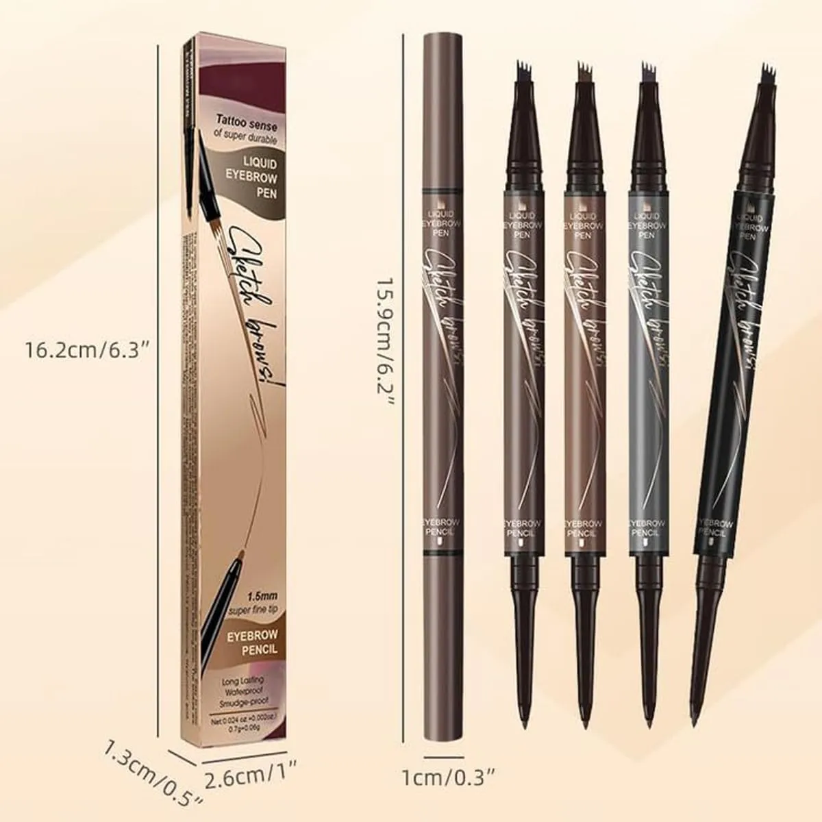 Microblading Eyebrow Pen & Pencil - Dark Brown, 2 in 1 Magic Makeup Brow Pencil & Brush, 3D & Waterproof, Long-Lasting Natural Eyebrow Brush (Black   Brown)