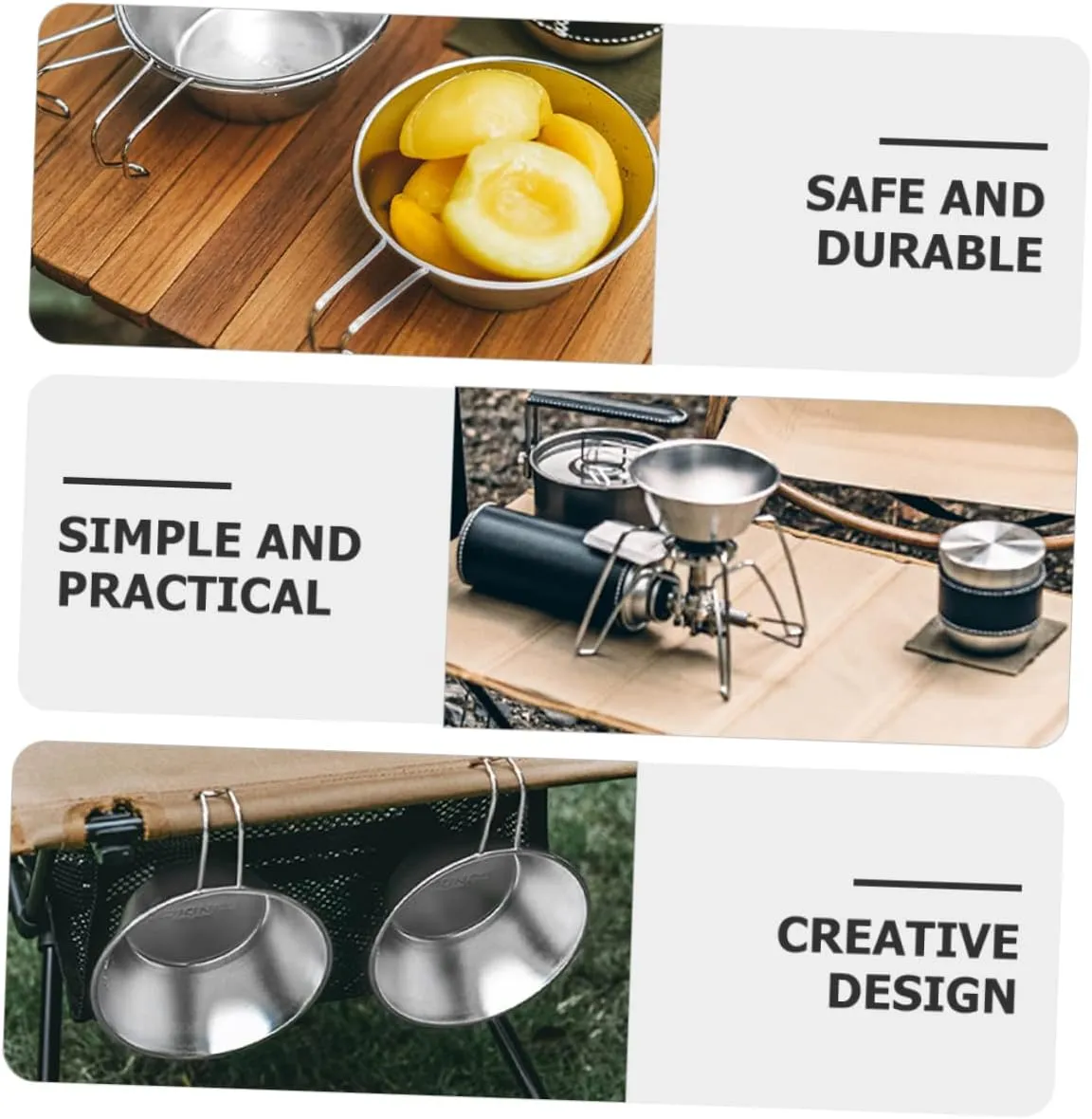 Milisten Stainless Steel Salad Bowl Pet Fire Food Bowl Mugs Camping Cookware Cup Flask Camping Sink Coffee Mug