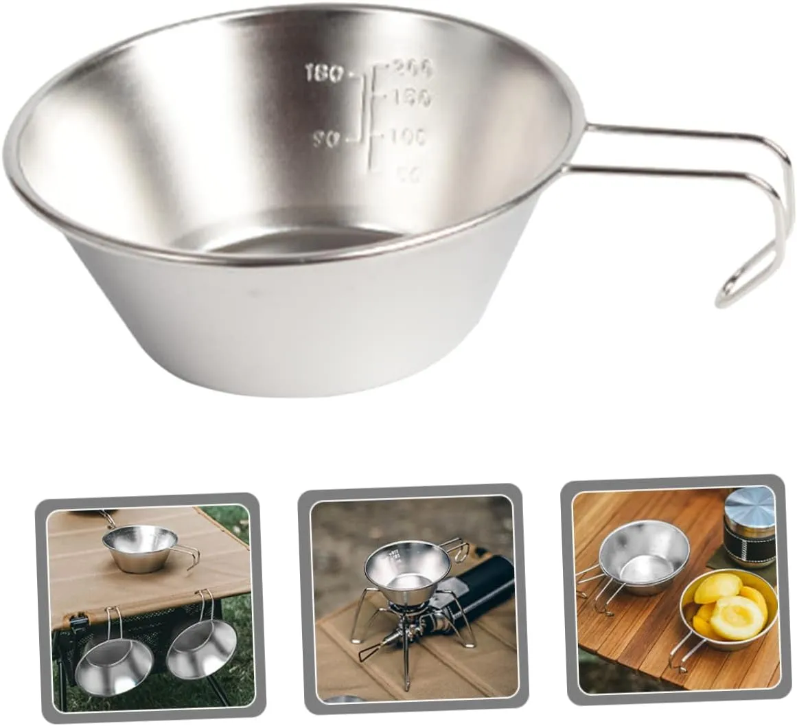 Milisten Stainless Steel Salad Bowl Pet Fire Food Bowl Mugs Camping Cookware Cup Flask Camping Sink Coffee Mug