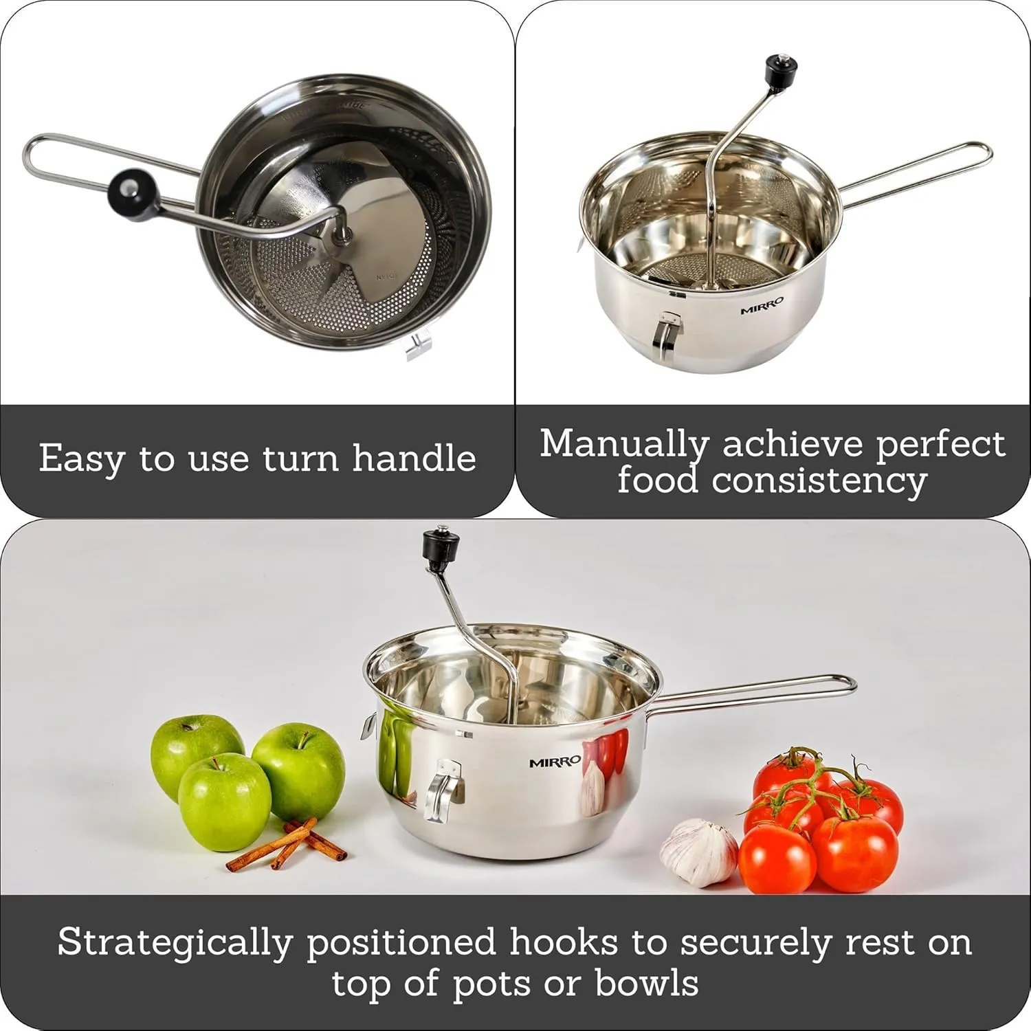 Mirro 50025 Foley Stainless Steel Healthy Food Mill Cookware, 3.5-Quart, Silver -