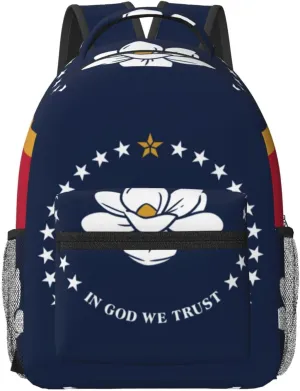 Mississippi State Flag Backpacks For Women Men,Travel Laptop Back Pack 16.5 Inch,Work Bag Personal Item Book Bags