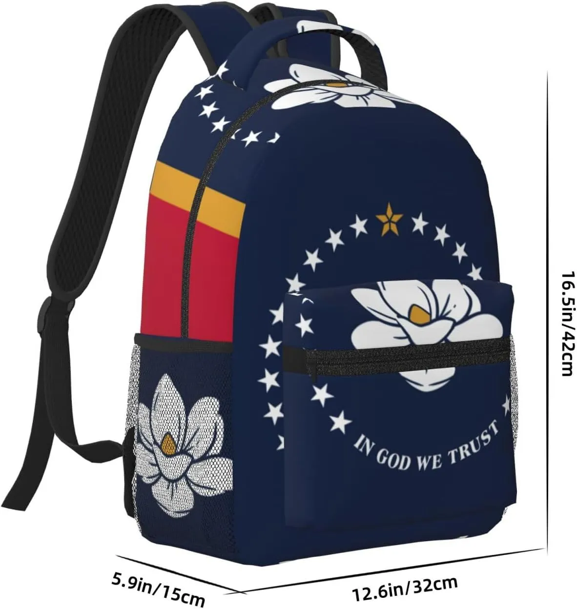 Mississippi State Flag Backpacks For Women Men,Travel Laptop Back Pack 16.5 Inch,Work Bag Personal Item Book Bags