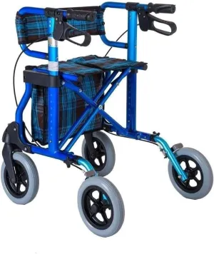 Mobility Rollators with Seat Compact Easy Rollator Wheeled Walking Aid Foldable Adjustable Height with Brakes and Carry Bag