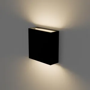 Modern LED Wall Sconce Outdoor Up Down Wall Lamp, Black Aluminum Waterproof Wall Lights Exterior Light Fixtures 450LM 3000K Hallway Wall Lighting for Porch Front Door Garden Yard Patio