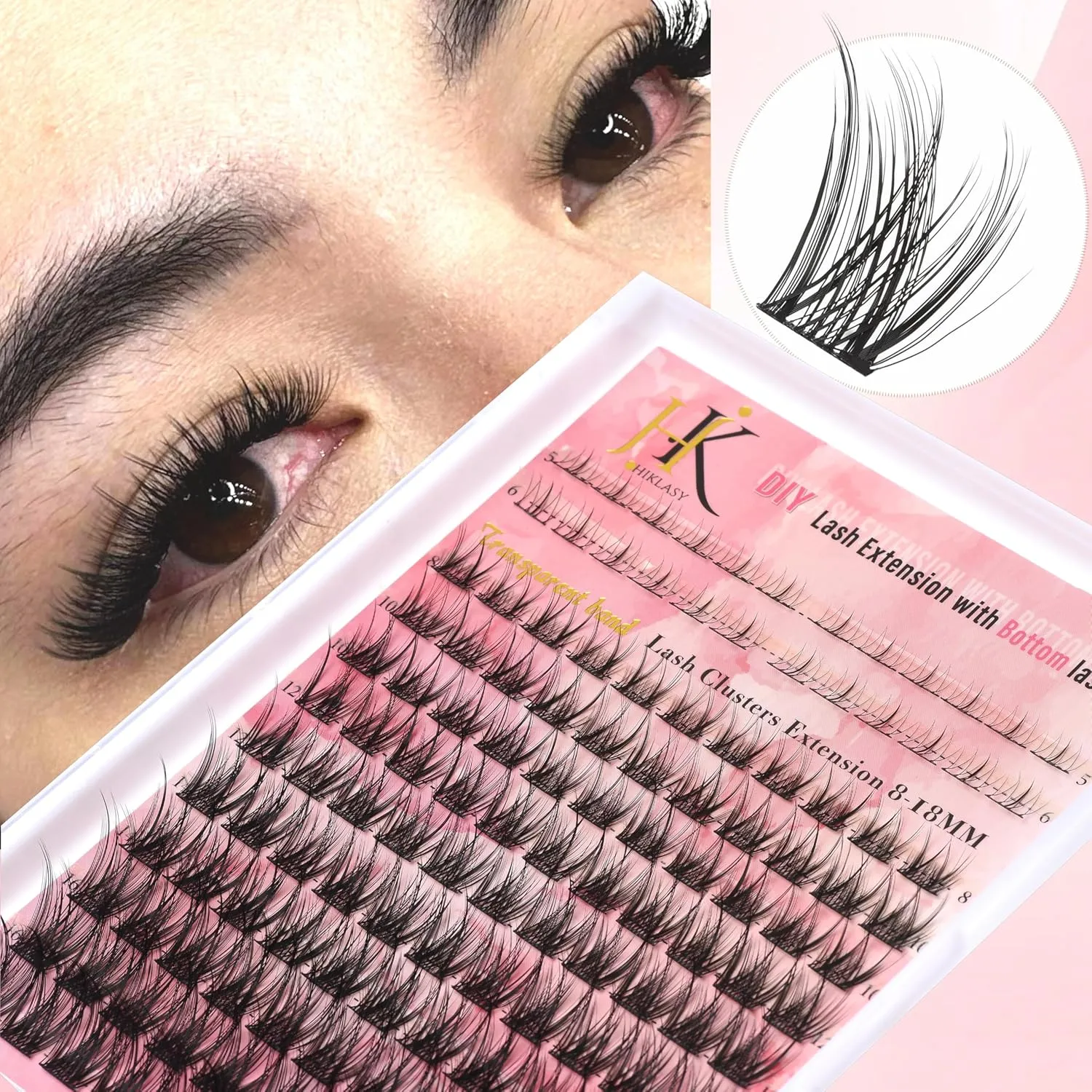 Mothers Day Gifts For Mom Wispy Lash Clusters Kit 8-18mm with 5-6mm Bottom Lashes Natural Eyelash Clusters C Curl Lash Extension Kit Waterproof 0.03mm Individual Fake Eyelashes Clusters Kit Mom Gifts.