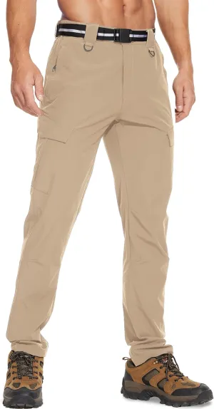 MOURCE Men's Hiking Pants Outdoor Water Resistant Flex Ripstop Cargo Pants Quick Dry Lightweight Fit Pants 6 Pockets and Belt