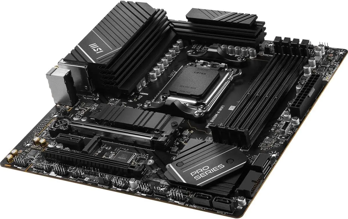 MSI PRO B650M-A WiFi ProSeries Motherboard (AMD Ryzen 9000/8000/7000 Series Processors, AM5, DDR5, PCIe 4.0, M.2, SATA 6Gb/s, USB 3.2 Gen 2, HDMI/DP, Wi-Fi 6E, Bluetooth 5.3, 2.5Gbps LAN, mATX)