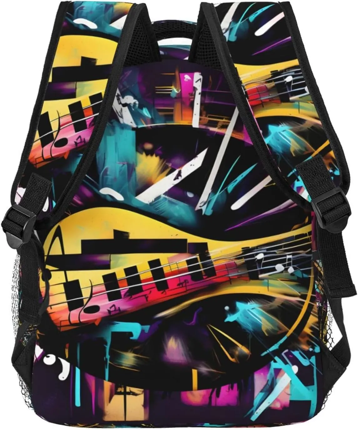 Music Graffiti Style Print Laptop Backpack Stylish Bookbag College Daypack Travel Business Work Bag For Men Women