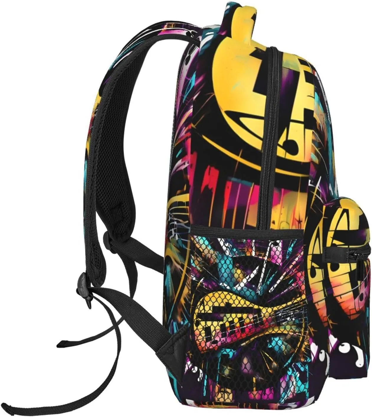 Music Graffiti Style Print Laptop Backpack Stylish Bookbag College Daypack Travel Business Work Bag For Men Women