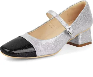 MUSSHOE Mary Jane Shoes Low Heel Women's Pumps Chunky Block Heel Comfortable Dress Shoes Square Cap Toe Adjustable Strap