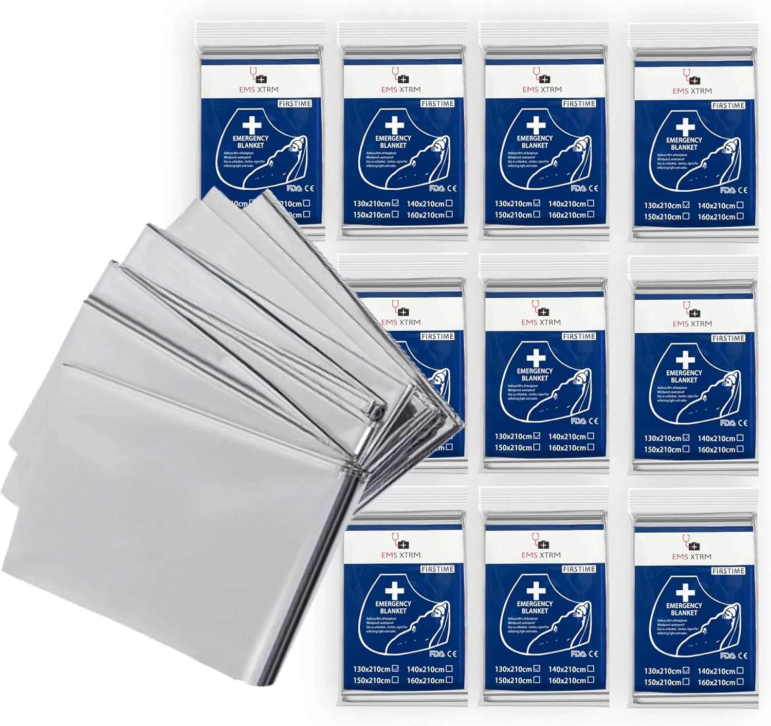 Mylar Emergency Blankets - Advanced Emergency Survival Blanket, Bulk Multi-Pack Options, Ideal for First Response and Outdoor Use, Emergency Space Blanket (10)