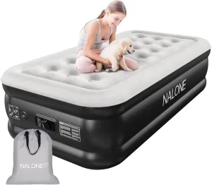 nalone Air Mattress Twin with Built in Pump, Black, 590lbs Max