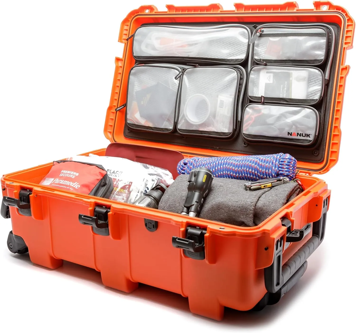 Nanuk 962 Survival Gear Storage Case w/Wheels and Lid Organizer-for Preppers, Survivalist, First Aid and Emergencies - Waterproof, Dustproof, and Impact Resistant-Empty (Orange)