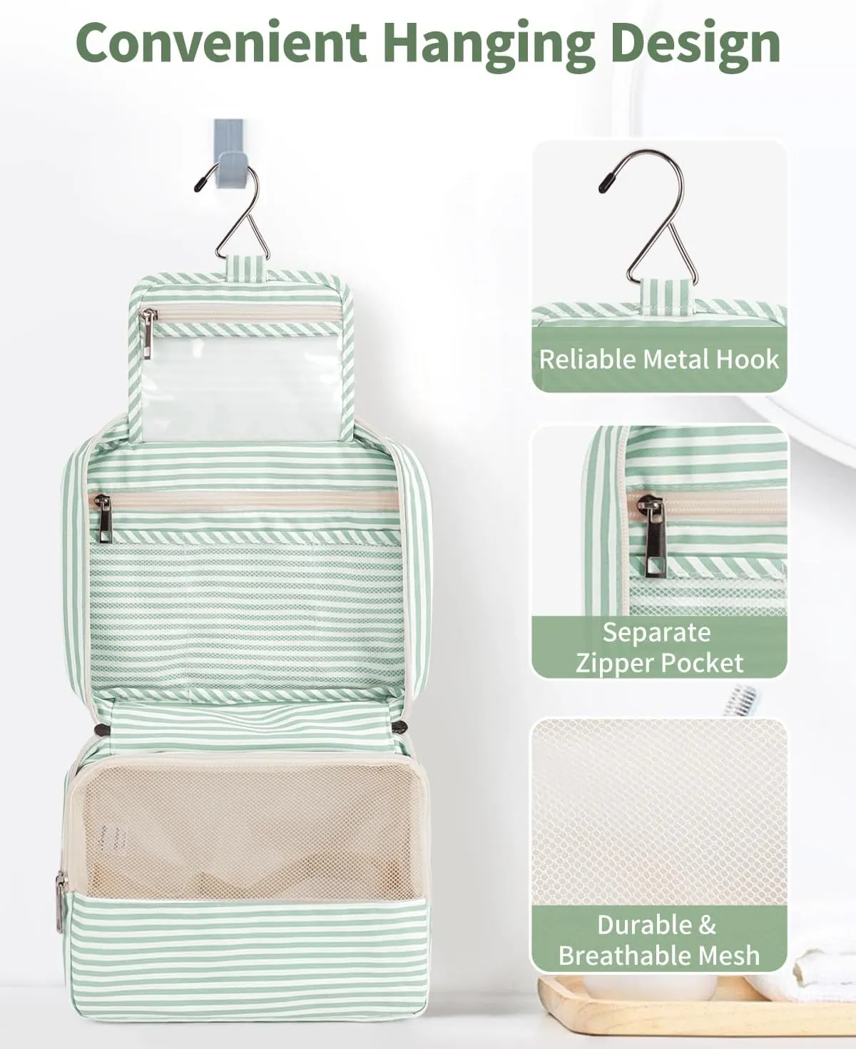 Narwey Hanging Travel Toiletry Bag Cosmetic Make up Organizer for Women and Girls Waterproof