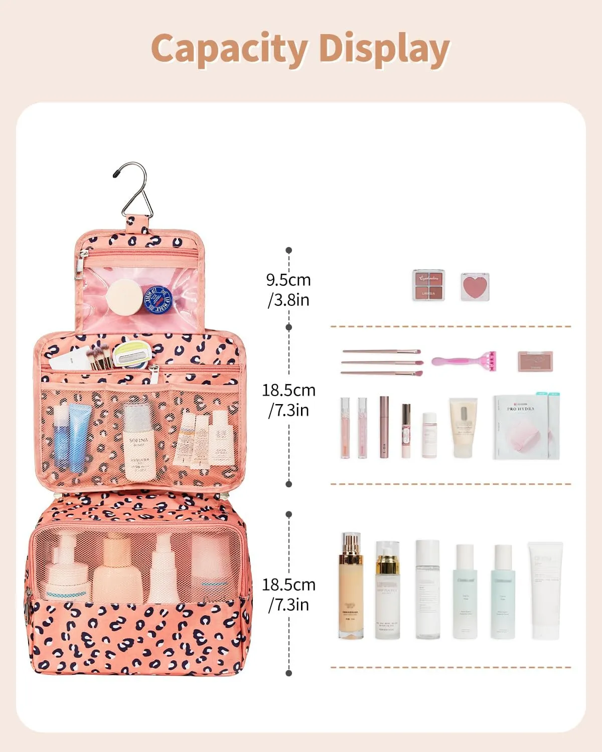 Narwey Hanging Travel Toiletry Bag Cosmetic Make up Organizer for Women and Girls Waterproof