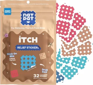 NATPAT Magic Patch Itch Relief Stickers - Insect Bite Patch for Mosquitos, Ticks, Midges, Sandflies, and Bed Bug Bites - Buzzpatch - 30 Count