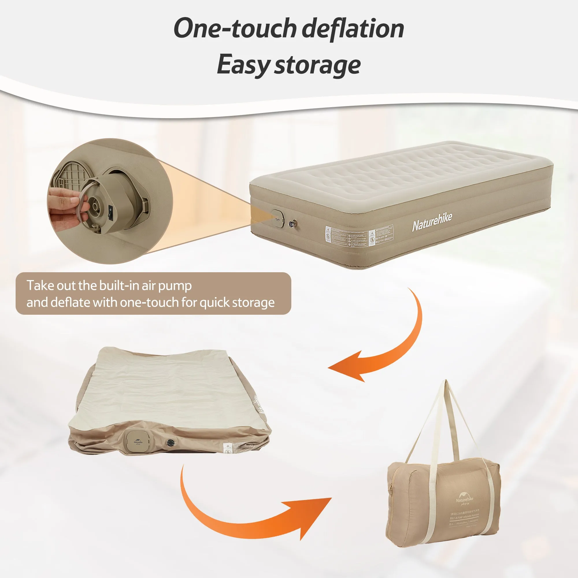Naturehike Built-In Pump Rich selection Khaki C36 Mattress Tailored selection Inflatable