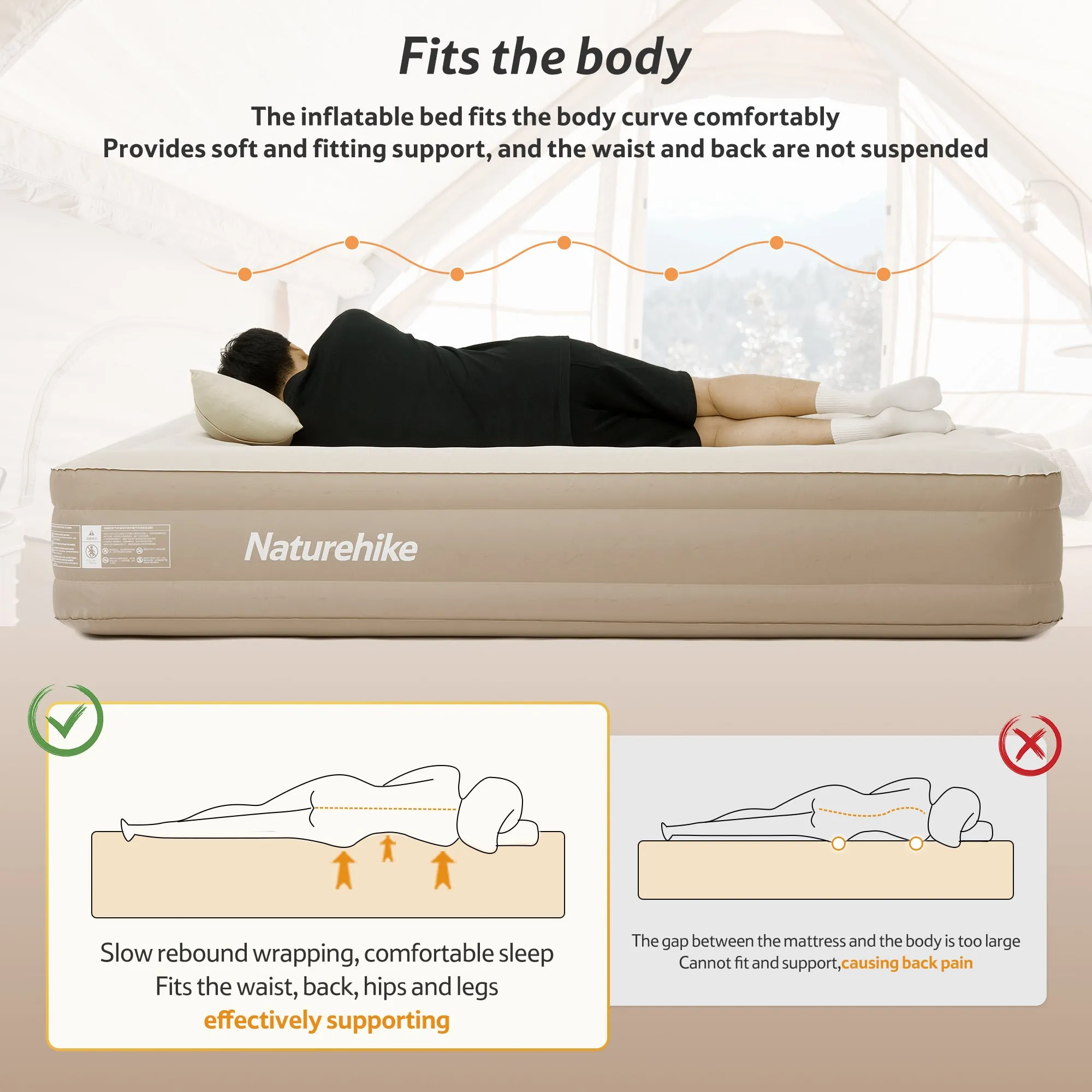 Naturehike Built-In Pump Rich selection Khaki C36 Mattress Tailored selection Inflatable