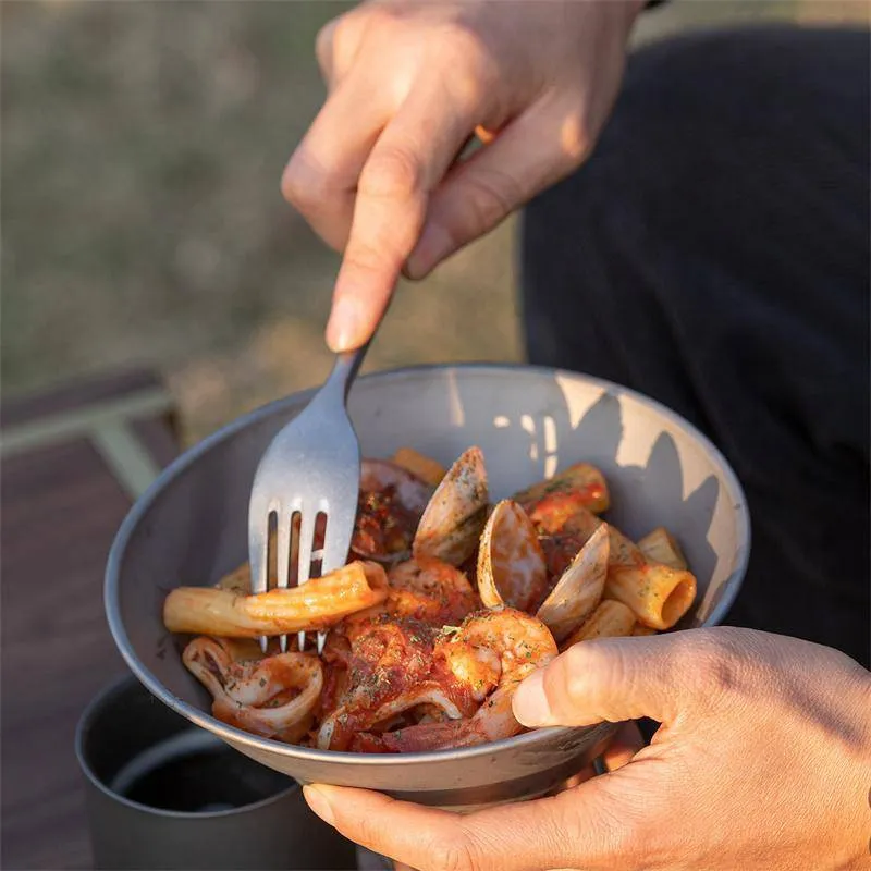 Naturehike Outdoor Stainless Steel Wooden Knife Fork Spoon Dinnerware Set