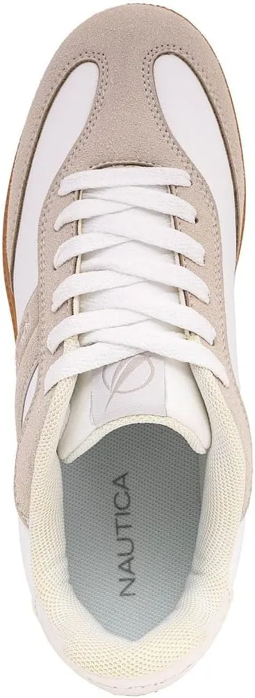 Nautica Women’s Lace-Up Fashion Sneakers – Low-Top Casual Walking & Tennis Shoes with Platform or Regular Heel