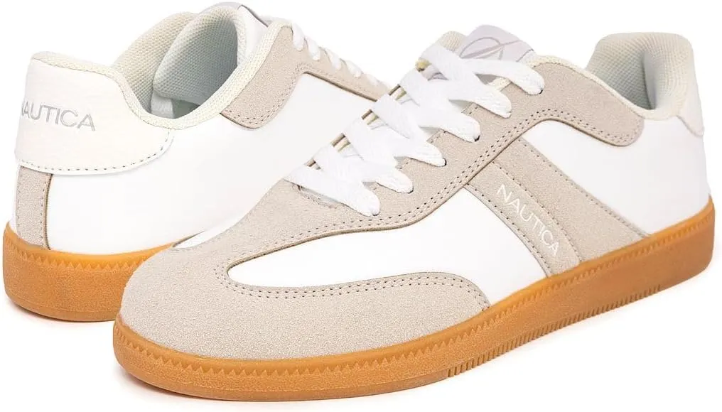 Nautica Women’s Lace-Up Fashion Sneakers – Low-Top Casual Walking & Tennis Shoes with Platform or Regular Heel