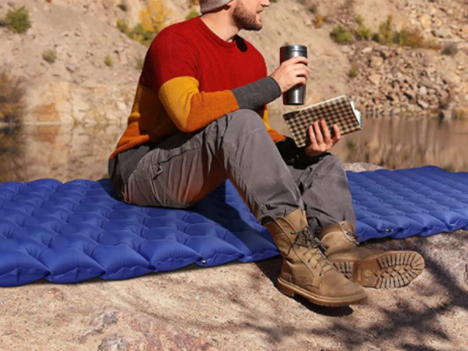 Navy for Reliable Must-have Moisture-Proof Outdoor Camping X Inflatable Sleeping Tent Mat Blue 2