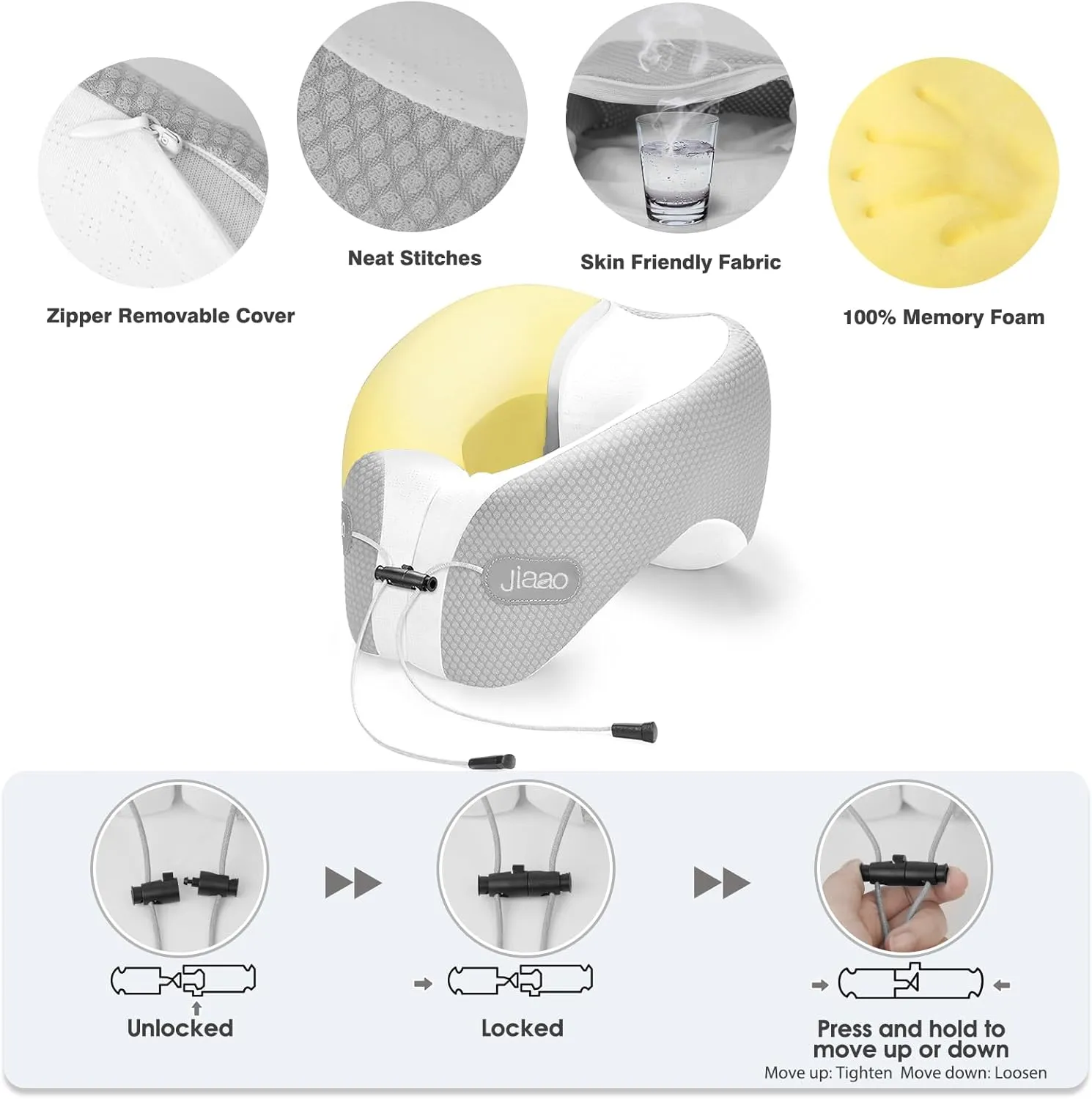 Neck Pillow Airplane, 2025 Upgraded Memory Foam Travel Pillow, Travel Essentials with 3D Eye Masks, Earplugs and Portable Drawstring Bag, Airplane Pillow for Travel, Home, Office, and Gaming