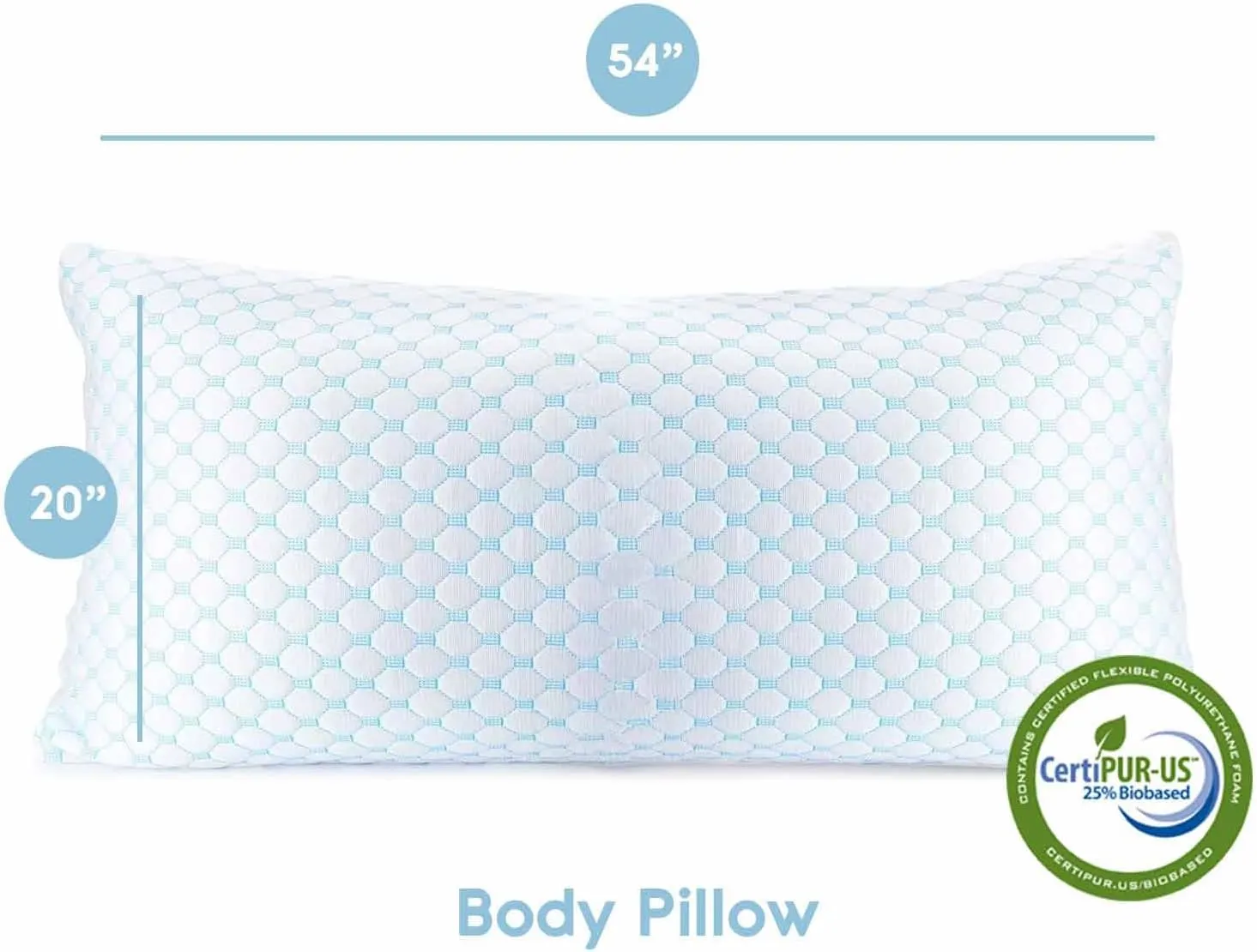 Nestl Cooling Body Pillow for Sleeping 1 Pack, Luxury Shredded Memory Foam Body Pillows, Adjustable Cold Gel Pillows for Hot Sleepers, Supportive Long Pillow for Bed Side Back Stomach Sleepers