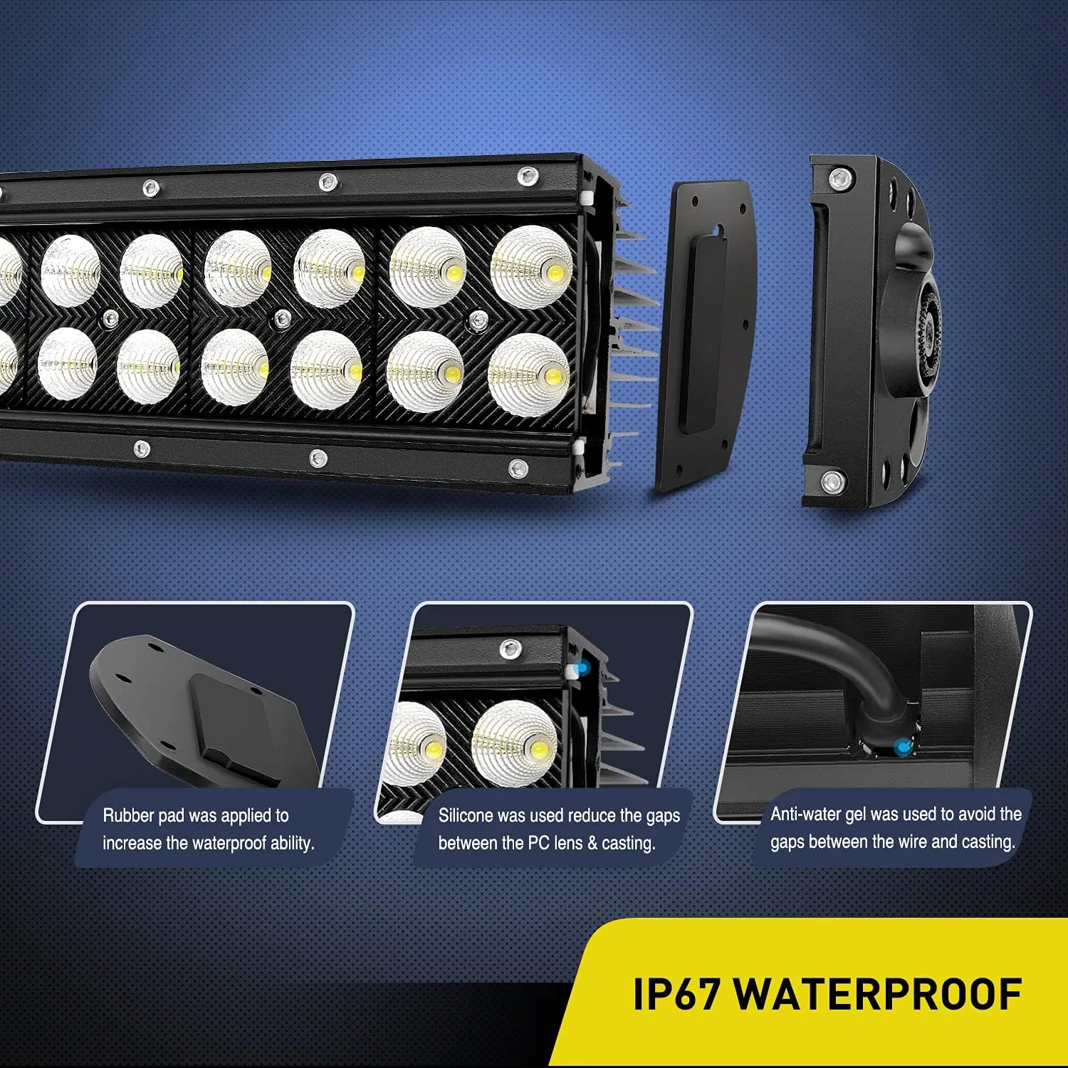 Nilight ZH119 54Inch 54 Inch 312W Curved Spot Flood Combo Bar LED Off Road Driving Light and 1PC 14AWG 12V 5Pin Rocker Switch Wiring Harness Kit-1 Lead, 2 Years Warranty