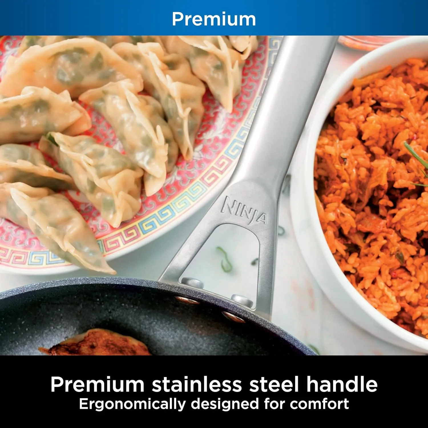 Ninja C30030 Foodi NeverStick Premium 12-Inch Fry Pan, Hard-Anodized, Nonstick, Durable & Oven Safe to 500°F, Slate Grey