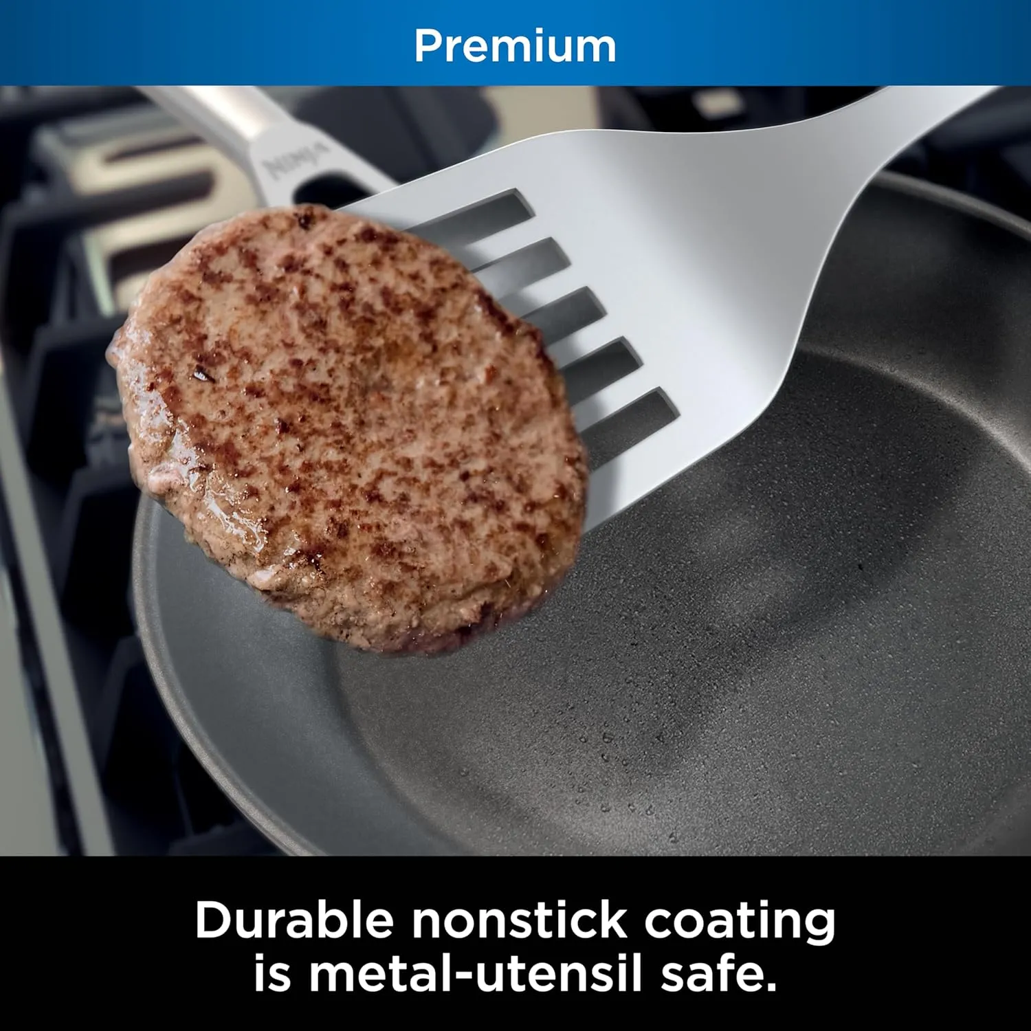 Ninja C30030 Foodi NeverStick Premium 12-Inch Fry Pan, Hard-Anodized, Nonstick, Durable & Oven Safe to 500°F, Slate Grey