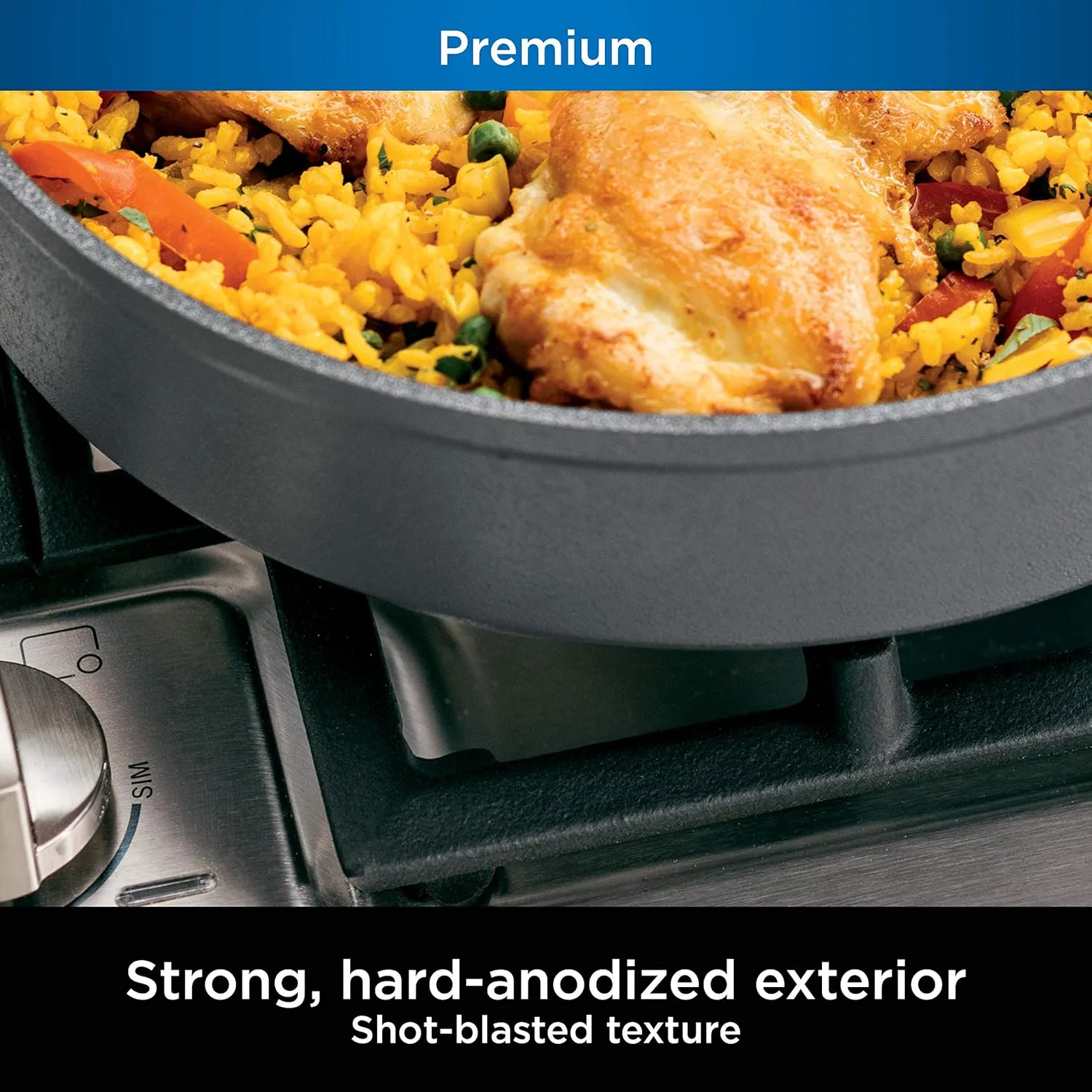 Ninja C30030 Foodi NeverStick Premium 12-Inch Fry Pan, Hard-Anodized, Nonstick, Durable & Oven Safe to 500°F, Slate Grey