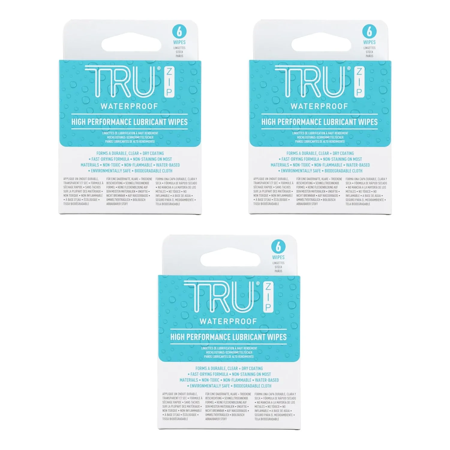 Nite Ize TRU Zip High Performance Lubricant Wipes - Convenient Biodegradable Lubricant Wipes for Runoff Waterproof Bags - Non-Staining Gear Aid for Zippers - 6 per Pack - 3 Pack
