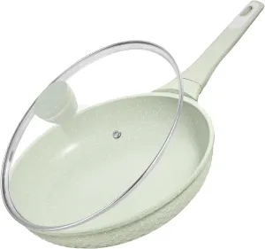 Non Stick Frying Pan 11 Inch with Tempered Glass Lid - Super Nonstick, 100% PFOA/PFAS Free & Healthy Non-Toxic - Omelette & Egg Pan Skillet for All Stovetops (Induction/Gas/Electric), Dishwasher Safe