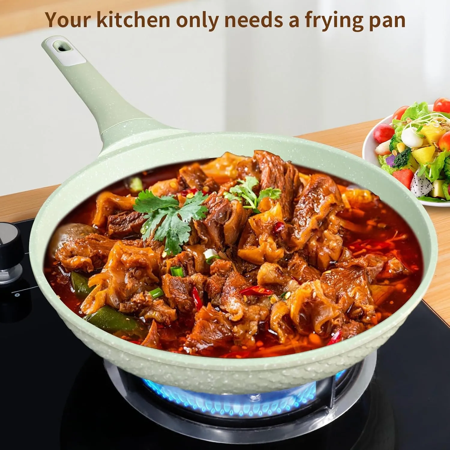 Non Stick Frying Pan 11 Inch with Tempered Glass Lid - Super Nonstick, 100% PFOA/PFAS Free & Healthy Non-Toxic - Omelette & Egg Pan Skillet for All Stovetops (Induction/Gas/Electric), Dishwasher Safe