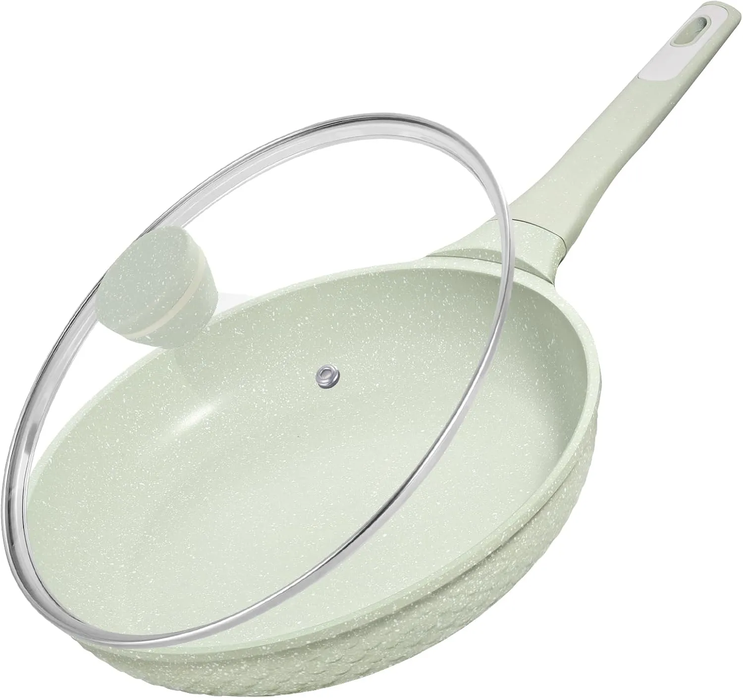 Non Stick Frying Pan 11 Inch with Tempered Glass Lid - Super Nonstick, 100% PFOA/PFAS Free & Healthy Non-Toxic - Omelette & Egg Pan Skillet for All Stovetops (Induction/Gas/Electric), Dishwasher Safe